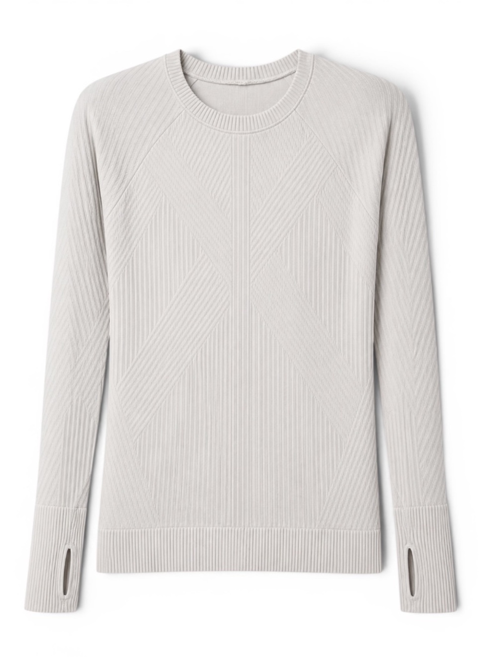 Lululemon Rest Less Pullover Aerial Current White Ribbed Thumbhole Top 6